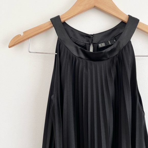 Vintage Y2K Pleated A-Line Mini High Neck Dress - Picture 4 of 9